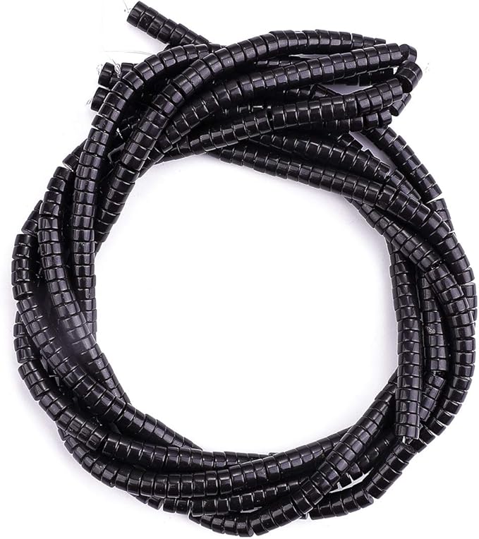 Natural Black Onyx Spacer Beads Caps Loose Semi Gemstone for Beading Jewelry Making 6mmx3mm 38cm