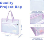 Qozary 5 Pcs Sew Project Bags for Quilting-A3 Sewing Craft Organizer Storage with Full-Zip & Handle, Needlepoint Project Bag for Embroidery, Knitting, Stitching, Cross Stitch and Crochet, Artworks