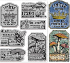 GLOBLELAND Retro Mushroom Bee Cling Rubber Stamp 7.09x8.66inch Crown Labels EVA Rubber Stamps Embossing Stamp Seal for DIY Scrapbooking and Card Making Paper Craft Decor