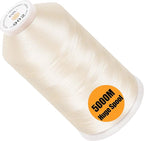 New brothread - Single Huge Spool 5000M Each Polyester Embroidery Machine Thread 40WT for Commercial and Domestic Machines - Ivory