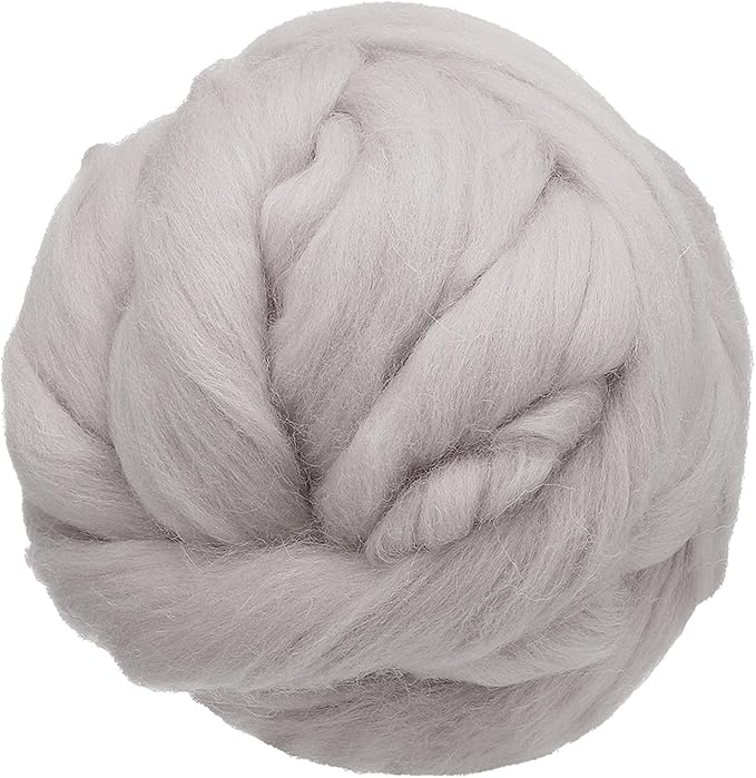 uxcell 3.53oz Wool Roving Yarn, Needle Felting Wool Fiber DIY Craft Needle Wet Felting Supplies for Blending Weaving Handcrafts, Grey White