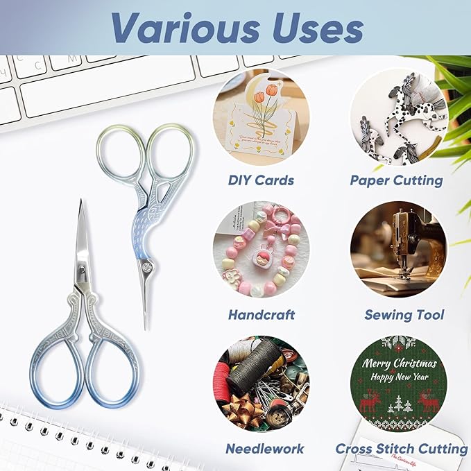 AQUEENLY Embroidery Scissors 2 Pcs Small Sewing Scissors Sharp Stainless Steel 3.6 Inches for Artwork, Threading, Needlework, Crochet