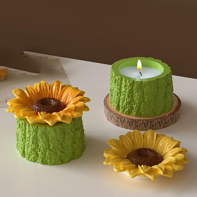 Sunflower Box Cylinder Candle & Resin Mold - Resin Casting Silicone Molds for Home Decor & Candle Making Wave Spiral Mold