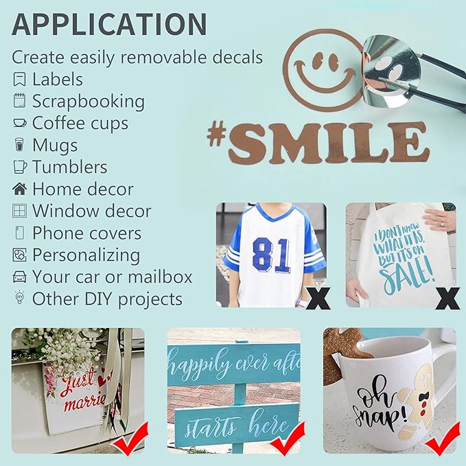 Rose Gold Permanent Vinyl Roll, Lya Vinyl 12" x 15Ft Permanent Outdoor Adhesive Vinyl Roll for Decor Sticker, Party Decoration