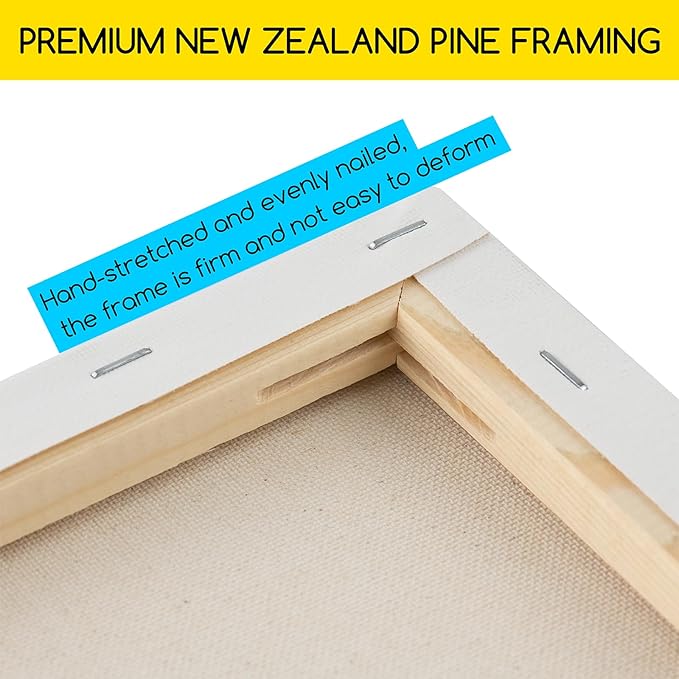 MEEDEN Stretched Canvas, 24 × 36 Inch, Pack of 6, Blank White Canvases for Painting, 100% Cotton, 15 oz Gesso-Primed, Pre-Stretched Canvas for Acrylic Oil Pouring & Airbrushing Painting