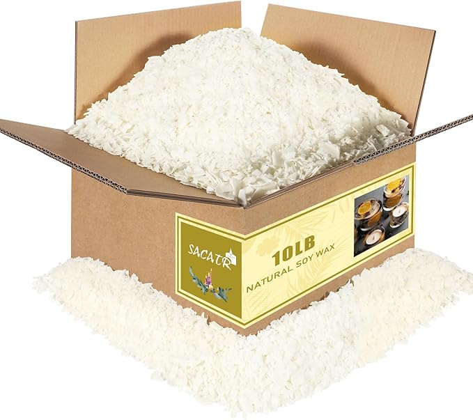 SACATR 10LB Soy Wax for Candle Making, 100% Soy Wax - Natural Candle Wax- No additives and Pure, Premium Quality Candle Wax for Candle Making