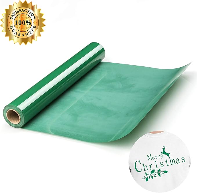 HTV Green Heat Transfer Vinyl Rolls 12 Inch by 8feet Roll Iron on DIY for T-Shirt Easy to Cut & Weed for Heat Vinyl Design Glossy (8Ft, Green)