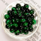 NCB 100PCS 8mm Natural Green Tiger's Eye Gemstone Round Loose Stone Spacer Beads for Jewelry Making with Crystal Stretch Cord