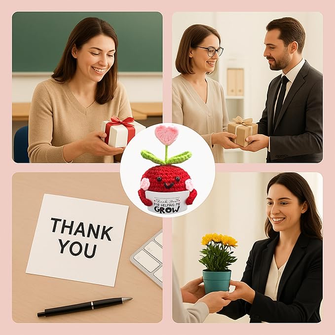 Teacher Gifts for Women – Decorative Handmade Mini Crochet Apple with Message Card – Teacher Appreciation, Christmas, Birthday, Graduation, Thank You, End of School Gifts from Students (Style 2)