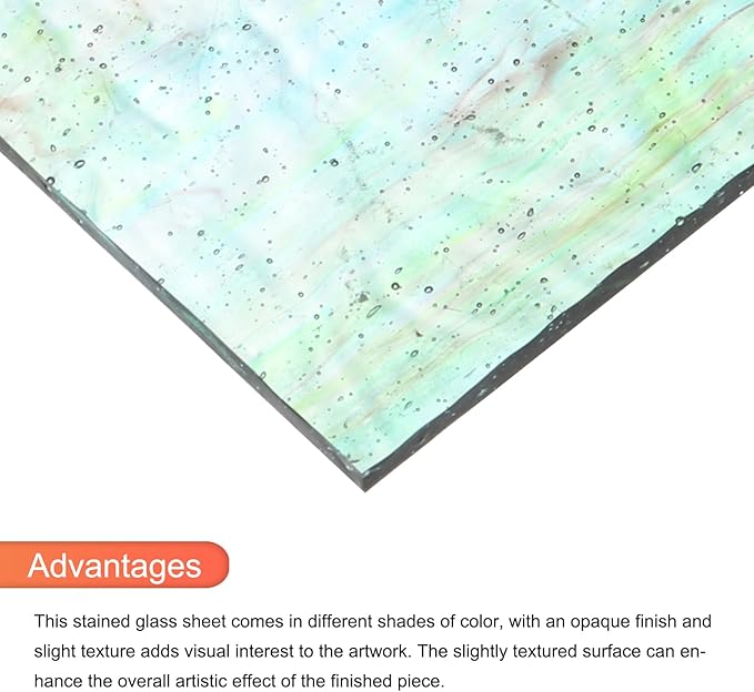 MECCANIXITY 2 Pcs Stained Glass Sheet Mosaic Tile 7.9 Inch x 5.9 Inch Cyan Stained Glass Sheets for Crafts DIY Art Project