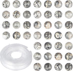 10mm 100pcs Natural Stone Beads Map Jasper Round Genuine Stone Beading Loose Gemstone Hole Size 1mm DIY Charm Smooth Beads for Bracelet Necklace Earrings (Map Jasper 10mm)