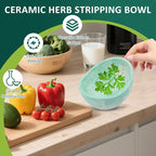 WOJVVK Pottery Herb Stripper Bowl, Handmade Different Hole Sizes Ceramic Herb Peeling Bowl