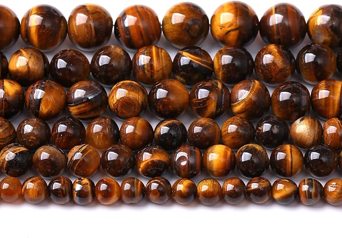 4MM 88PCS Natural Stone Yellow Tiger Eye Stone with Iron Mine Beads for Jewelry Making DIY Bracelet