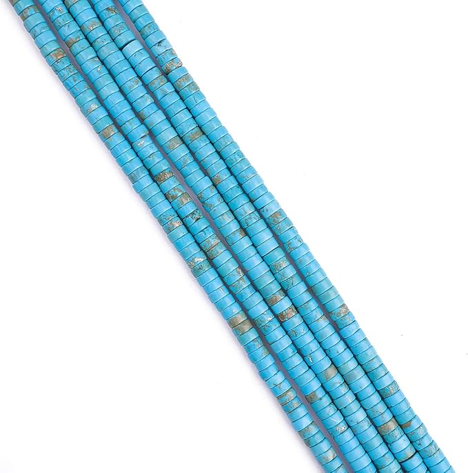 Natural Blue Turquoise Spacer Beads Caps Loose Semi Gemstone for Beading Jewelry Making 6mmx3mm 38cm