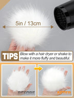 5in Large White Fluffy Pom Poms Crochet Accessories - 10pcs Faux Fur Pompom Balls Knitting Accessories for Hats, Beanies, Shoes, Scarves, Gloves, Bags, Keychains Charms