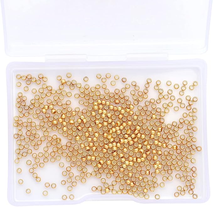 18K Gold Plated Round Spacer Beads 2mm 600pcs for Jewelry Making Findings Non Tarnish
