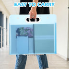 2 pcs Large Art Portfolio Case, Durable Large Portfolio Folder for Artwork, Drawing, Painting Storage, A3 & A4 Size, Blue