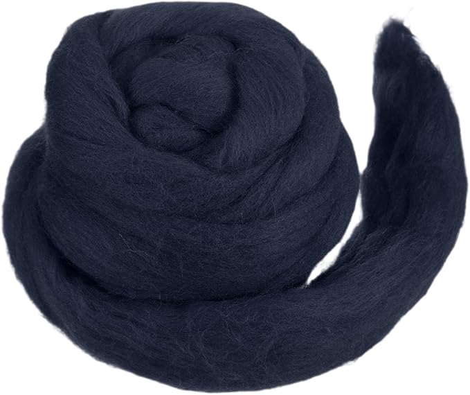 MECCANIXITY Wool Roving Yarn Soft Felting Wool 50g/1.76oz Pure Chunky Roving Yarn for Needle Felting Knitting Blanket Spinning Weaving Art DIY Craft Dark Blue Grey