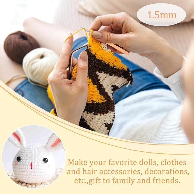 1.5 mm Crochet Hook, Ergonomic Handle for Arthritic Hands, Extra Long  Knitting Needles for Beginners and Crocheting Yarn (1.5 mm)