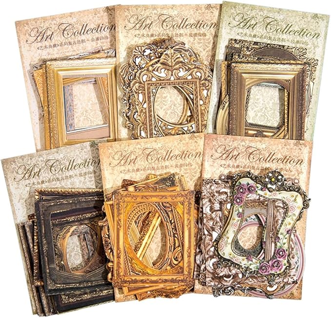 30Pcs Vintage Scrapbook Paper Photo Frame for Scrapbooking Junk Journal Collage Diary Embellishment DIY Photo Album DIY Craft Decoration, 10 Patterns (YSDC1)