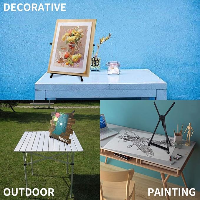 MEEDEN Tabletop Easels, Metal Easel Stand for Painting & Display, Aluminum Desktop Art Painting Easel, Foldable Portable Paint Easel Tripod Stand for Canvas, Paintings, Photos, Books, Signs