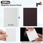 Engrowtic 50 Pcs Magnetic Painting Canvas Panel Mini Canvas Boards for Painting Mini Tile Art for Fridge Locker Art Crafts DIY(2 1/5 x 3 in,Rectangle)