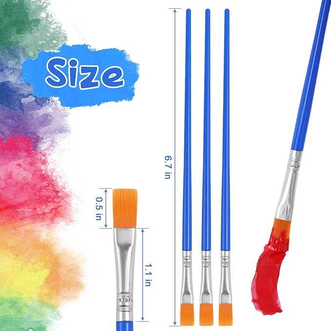 Nylon Hair Paint Brushes Set - 50 Pcs for Acrylic, Watercolor & Craft Painting (Flat)