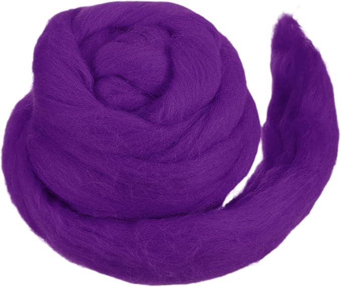 MECCANIXITY Wool Roving Yarn Soft Felting Wool 50g/1.76oz Pure Chunky Roving Yarn for Needle Felting Knitting Blanket Spinning Weaving Art DIY Craft Dark Purple