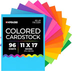Hygloss Bright Colored Cardstock - 11x17-Inch, 12 Assorted Colors, 96 Sheets, 65 lb/ 176 gsm, Fade-Resistant, Acid-Free Color Card Stock Paper