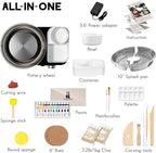 Pottery Wheel for Kids and Beginners - Complete Pottery Set for Kids with 6" Turntable, 2.2lb Clay, Art Supplies Sculpting Tools, Craft Gifts for Teens Kids Adults (Grey)