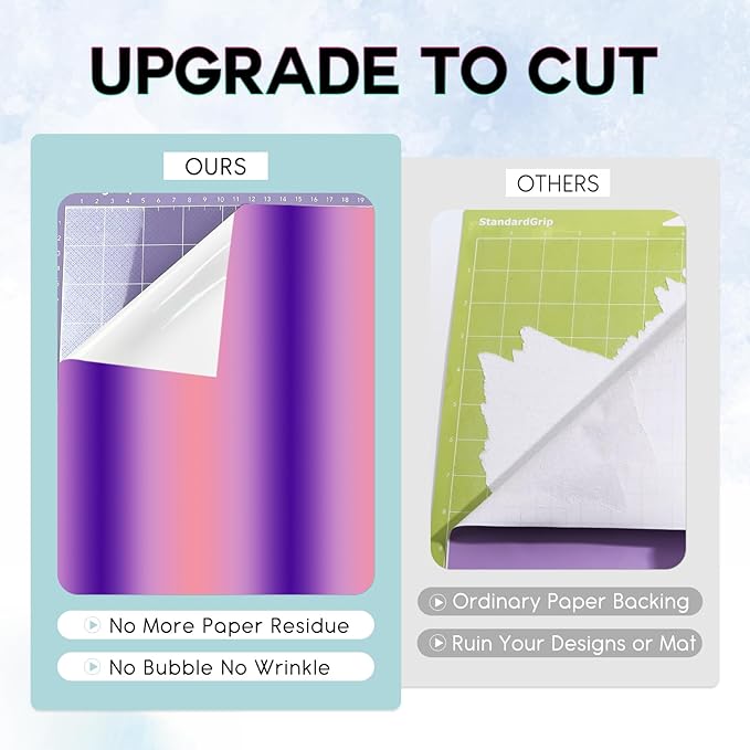 Tintnut Pink Purple Permanent Vinyl - 8 Sheets 12"x10"Gradient Adhesive Self Sticker, Ombre Glossy Self Sticker Water Proofing Vinyl Compatible with Cricut Or Silhouette