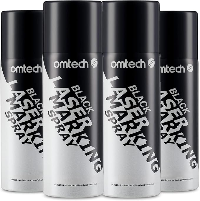 OMTech Laser Marking Spray, Metal Laser Marking Fluid for CO2 Laser Engravers,4X 8oz Aerosol High Contrast Black Spray for Laser Engraving Metal, Laser Ink Agent for Aluminum Stainless Steel More