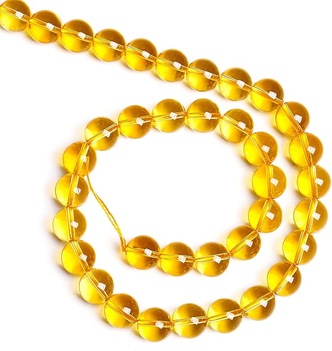 8MM 46PCS Natural Crystal Stone Clean Citrine 3A Grade Loose Beads for Jewelry Making DIY Bracelet