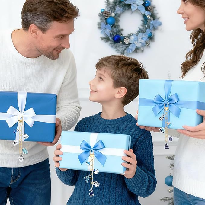 AUGSUN 189 Pcs Christmas Winter Keychain Making Kit, Charm Jewelry Chain 60 Charms 12 Keychain Clips Hooks 15 Extender Chains 100 Jump Ring and Jewelry Plier for DIY Crafts Accessories Holiday Gifts