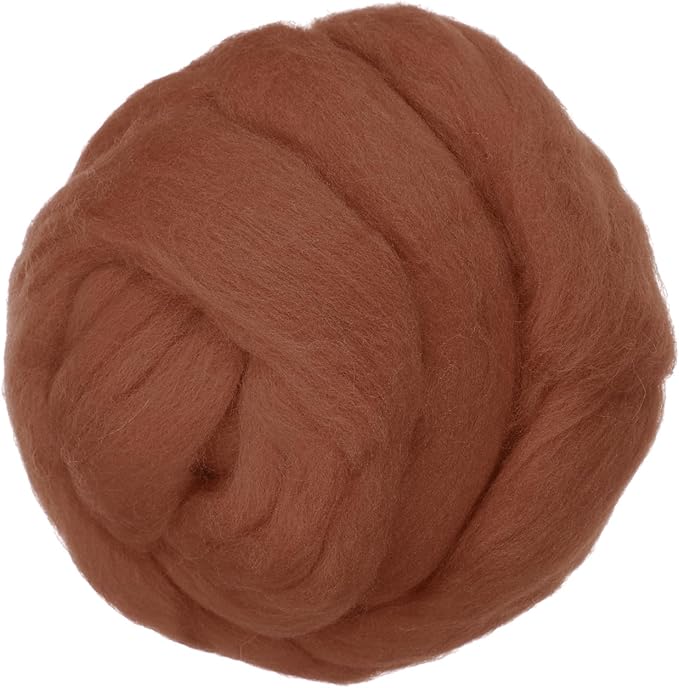 PATIKIL Wool Roving Yarn, 150G/5.3OZ Soft Felting Wool Pure Chunky Roving Yarn Bulk for Needle Felting Knitting Blanket Spinning Weaving DIY Craft, Light Khaki