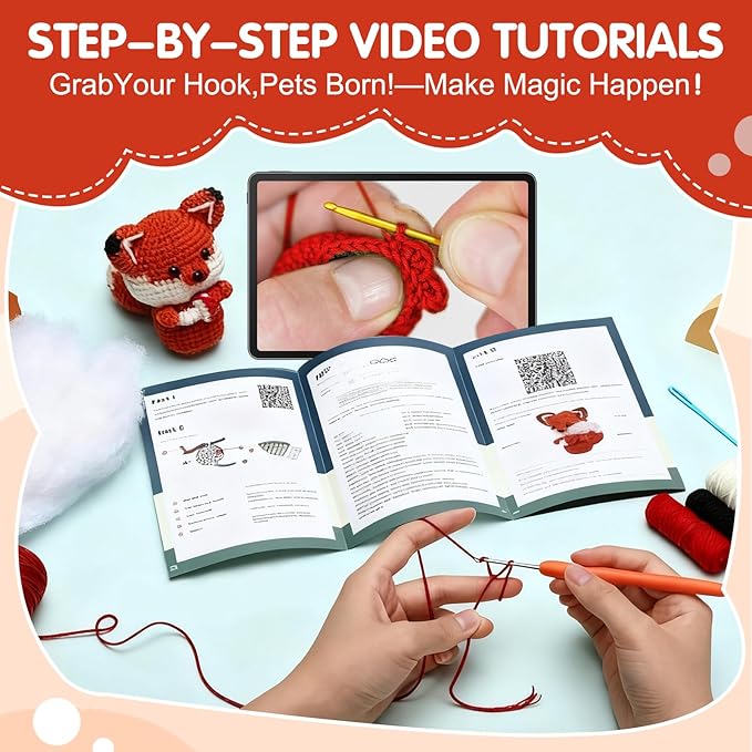 BLZEDIM 6Pcs Crochet Kit for Beginners, 2026 DIY Crochet Animal Kits with Step-by-Step Video Tutorials Beginner Knitting Kit for Adults DIY Stuffed Animals Craft Gift for Starter (Unicorn)