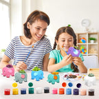 Pasimy 6 Set DIY Ceramic Succulent Planter Pots Paint Your Own Flower Pots Craft Kit Unpainted Bisque Paintable Flowerpot with Brush Palette Ready to Paint for Family Activity Gift(Elephant)