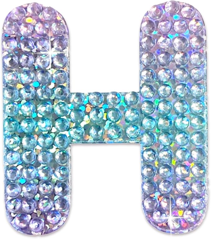 StickerBeans® Rhinestone Alphabet Letter Sticker H - Unique Sparkly Design 2” x 2” Cut-to-Shape Adhesive - Personalization, Collecting, Gifting, Scrapbooking, Decorating Laptops, Phone Cases, All Ages