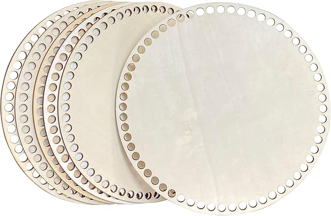 6-Pack 9 Inch Basket Bottom for Crochet Unfinished Wooden Round Weaving Knitting Base for Crafts