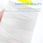 White Serger Thread, All-Purpose Thread for Sewing, Polyester, 4 Cones of 3000 Yards Each Spool for Sewing Machine