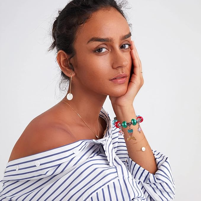 100 Pieces 14mm European Large Hole Spacer Beads Mix Color with Silver Brass Cores Assortments Charm Lampwork Beads Supplies for Necklace Bracelets Jewelry Making (Imitation Pearls)