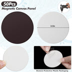 Engrowtic 50 Pcs Magnetic Painting Canvas Panel Mini Canvas Boards for Painting Mini Tile Art for Fridge Locker Art Crafts DIY(2.5 in,Round)
