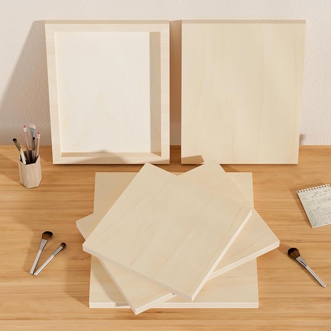 Wooden Art Panels for DIY Painting - Mother Gifts, Christmas Crafts & Home Décor | 16x16 Inch Canvas Wood Boards, Unfinished Wooden Canvas for Adults & Kids (3-Pack)