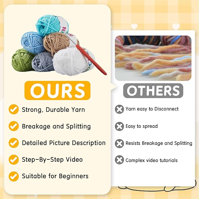 kacistech 6 Pack Christmas Crochet Kit for Beginners Adults & Kids, Animal Crochet Patterns with Video Tutorial, DIY Starter Kit Includes Yarn, Hook, Gift for Craft Lovers