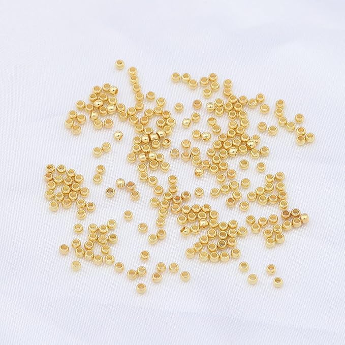 14K Gold Plated Round Spacer Beads 2mm 600pcs for Jewelry Making Findings Non Tarnish