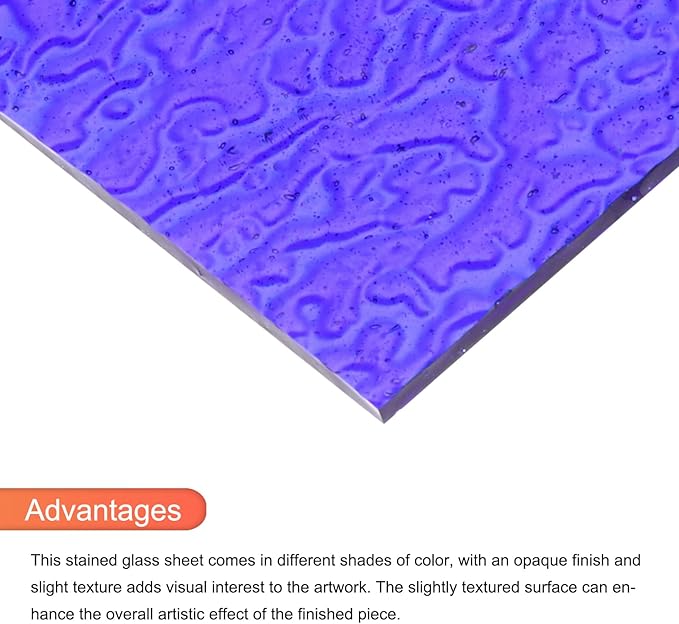 MECCANIXITY Stained Glass Sheet Mosaic Tile 5.9 Inch x 3.9 Inch Dark Blue Stained Glass Sheets for Crafts DIY, Art Project