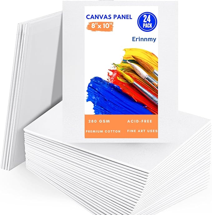 24 Pack Canvas Boards for Painting, 8x10 Inch Painting Canvas Panels, White Blank Canvases Panels, Blank Canvases for Oil Paint Watercolor Acrylic Paint Gouache and Tempera