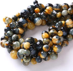 4mm 90pcs AAA Tiger Eye Beads for Jewelry Making 6mm 60Pcs Natural Stone Beads Semi Precious Round Smooth Gemstones Energy Healing Loose Beads (Dream Blue Tiger Eye Stone, 4mm)