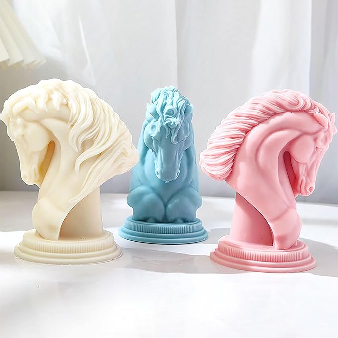 Horse Head Molds Horse Candle Resin Mold - Resin Casting Silicone Molds for Home Decor & Candle Making Wave Spiral Mold