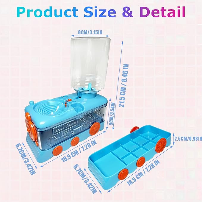 Paint Brush Cleaner with Paint Tray, Water Circulation Brush Rinser with Brush Holder, Watercolor/Oil and Water-Based Paint Brush Cleaner Tool, 400ml Capacity, Train Design, Gift for Artist Beginners